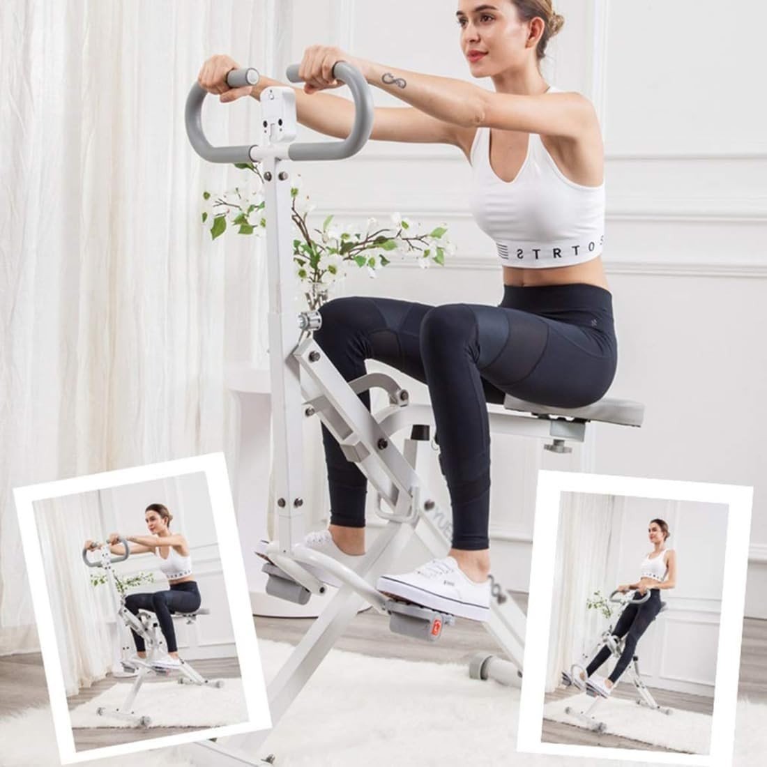 Foldable Squat Rowing Machine w LCD Adjustable Full Body Trainer - Kwikley