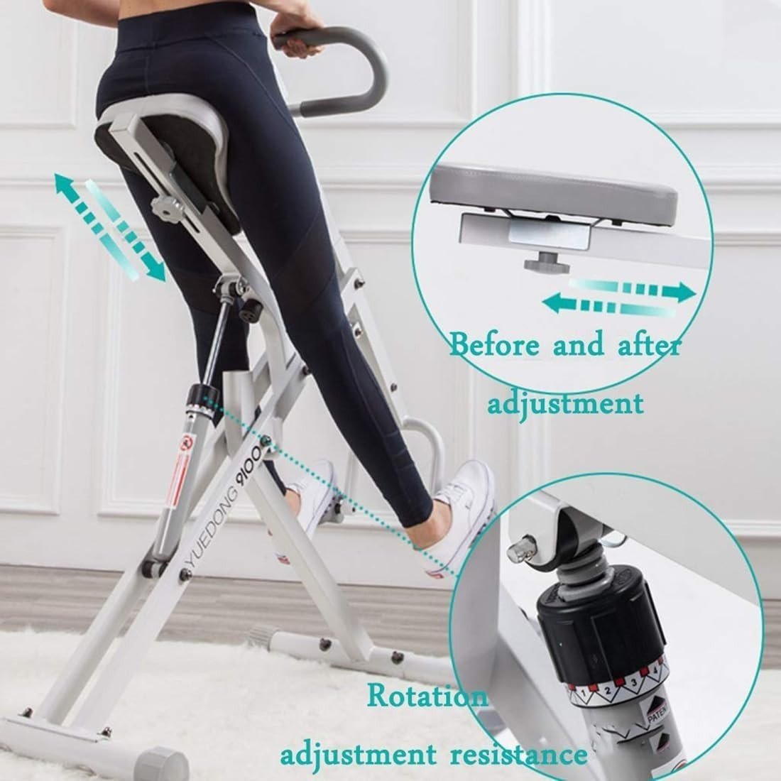 Foldable Squat Rowing Machine w LCD Adjustable Glute Leg Trainer - Kwikley