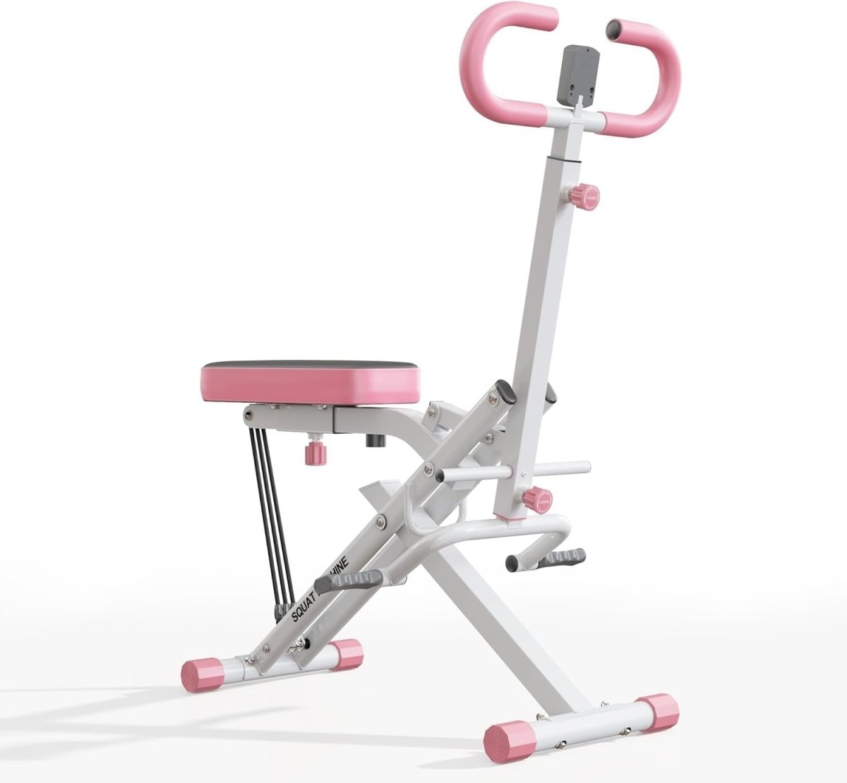 Foldable Squat Rowing Machine w LCD Resistance Bands 330LB Trainer - Kwikley