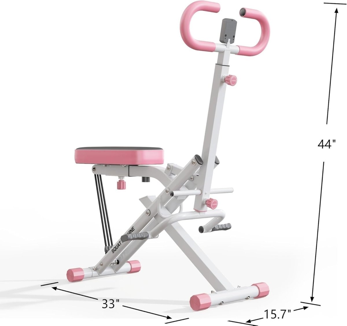 Foldable Squat Rowing Machine w LCD Resistance Bands 330LB Trainer - Kwikley