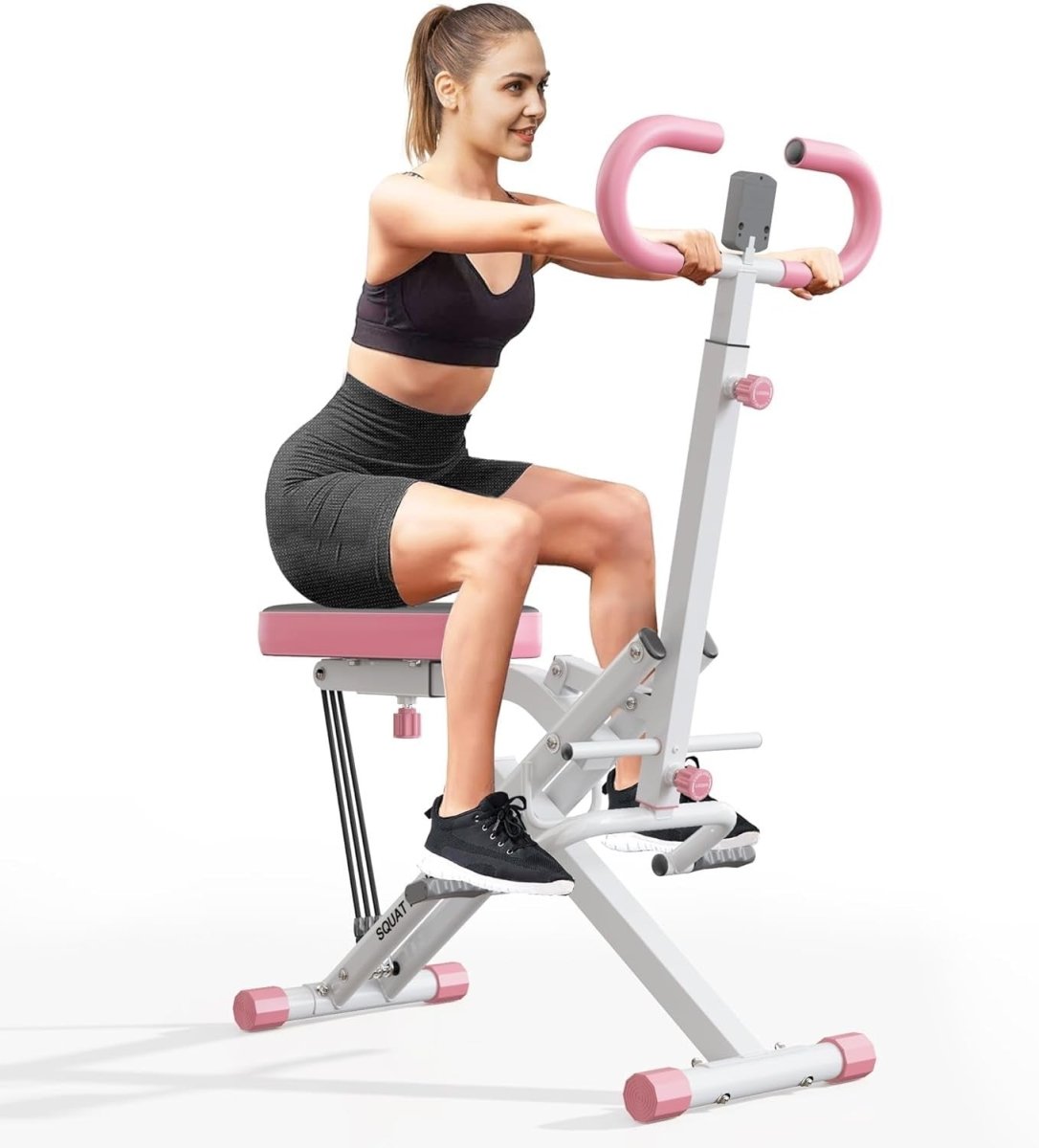Foldable Squat Rowing Machine w LCD Resistance Bands 330LB Trainer - Kwikley