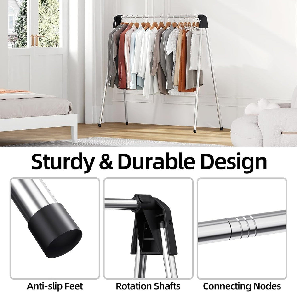 Foldable Stainless Steel Clothes Drying Rack – 141cm Heavy Duty - Kwikley