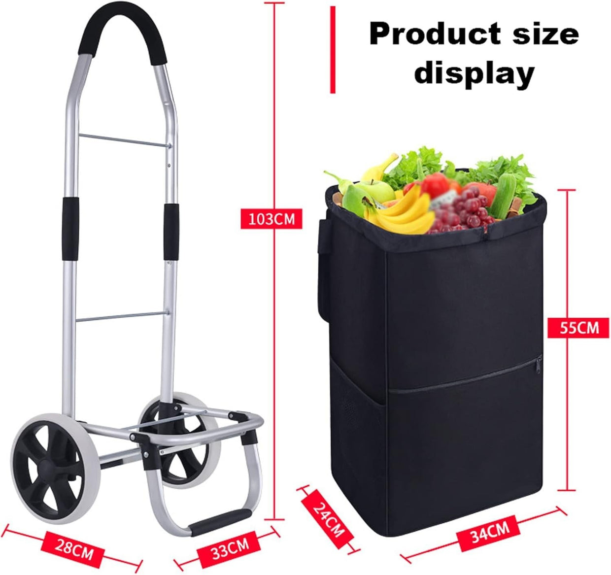 Foldable Stair Climber Grocery Cart Lightweight Large - Capacity Eco Trolley 50kg - Kwikley
