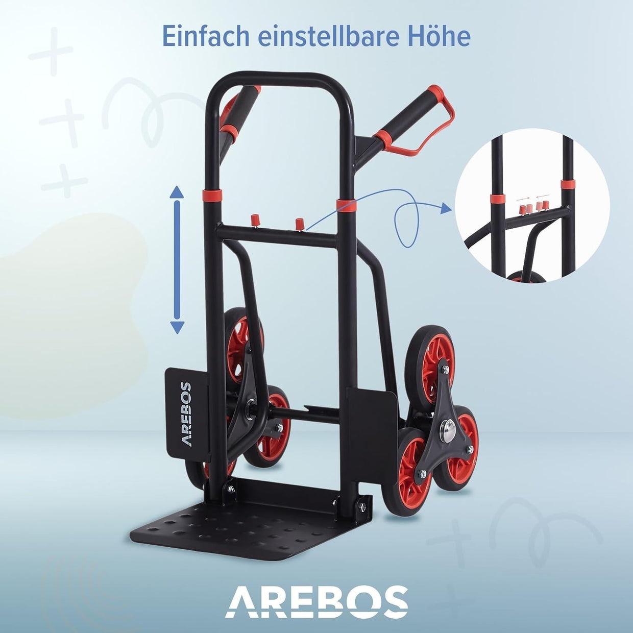 Foldable Stair Climber Sack Truck 150kg Steel Frame Adjustable Handle Black - Kwikley
