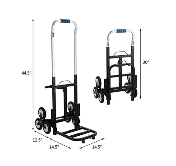 Foldable Stair Climber Sack Truck 190kg Heavy Duty Carbon Steel 3 - Wheel Cart - Kwikley