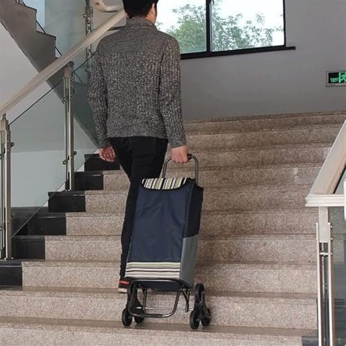 Foldable Stair Climber Shopping Cart w/ Seat Heavy Duty Trolley for Groceries - Kwikley