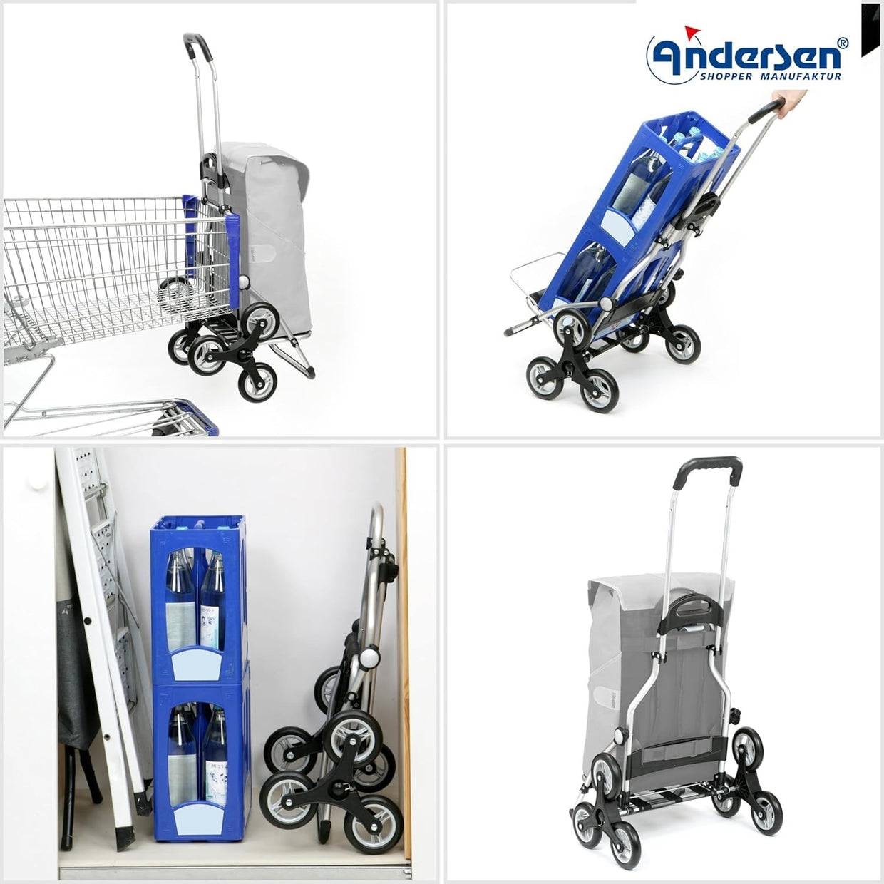 Foldable Stair Climber Shopping Trolley 42L Insulated Cooler Bag Aluminium Black - Kwikley