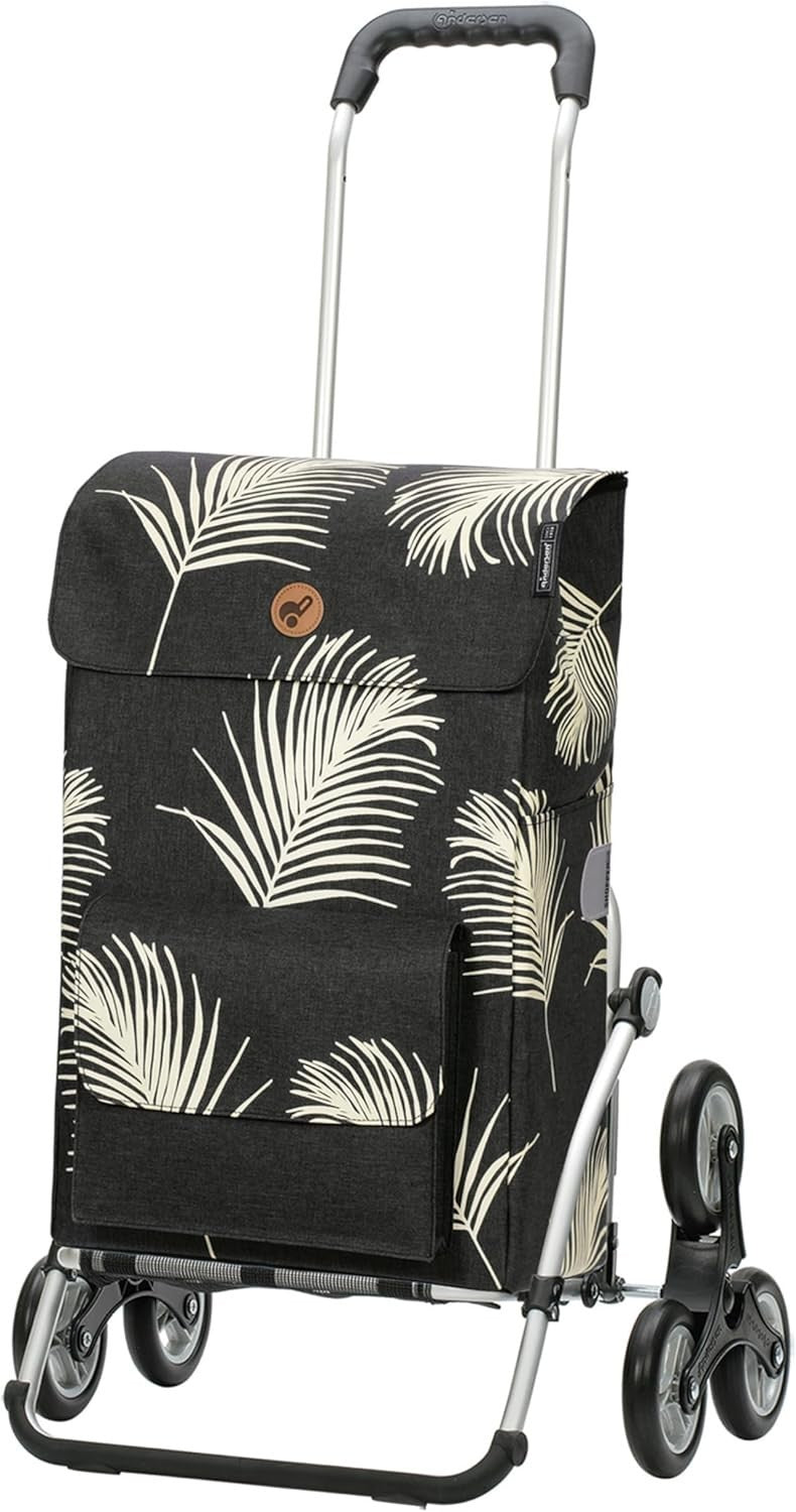 Foldable Stair Climber Shopping Trolley 51L Water - Repellent Aluminium Black - Kwikley