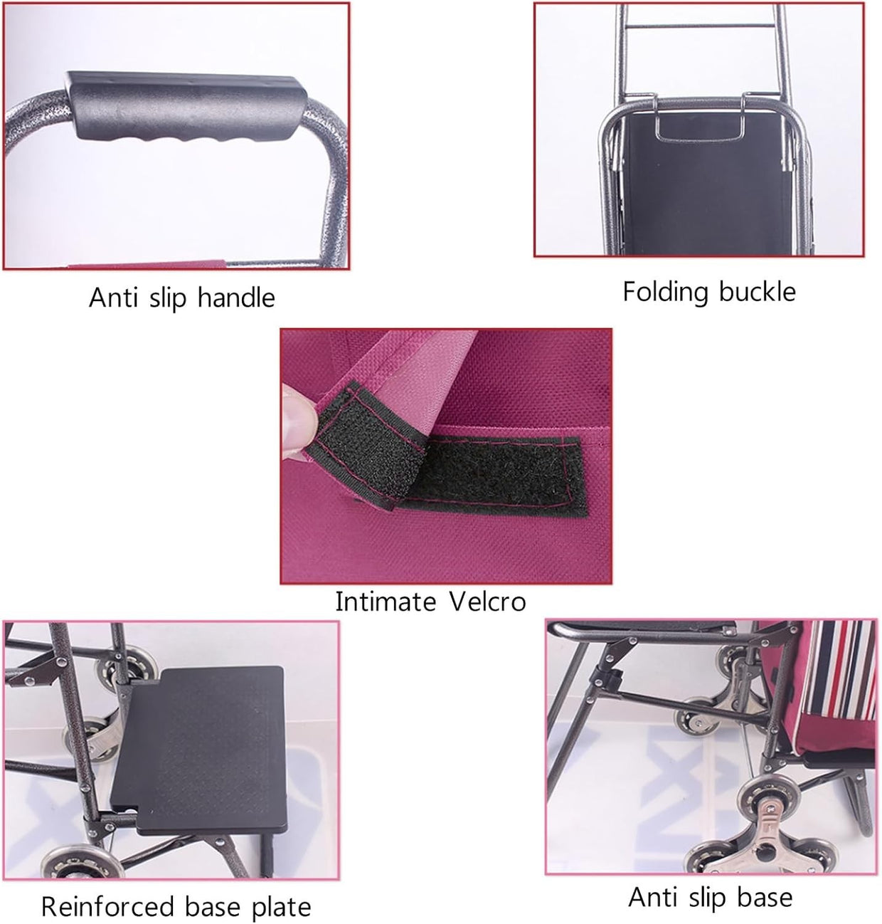 Foldable Stair Climber Shopping Trolley w/ Seat 6 - Wheel Aluminum Cart & Cover - Kwikley