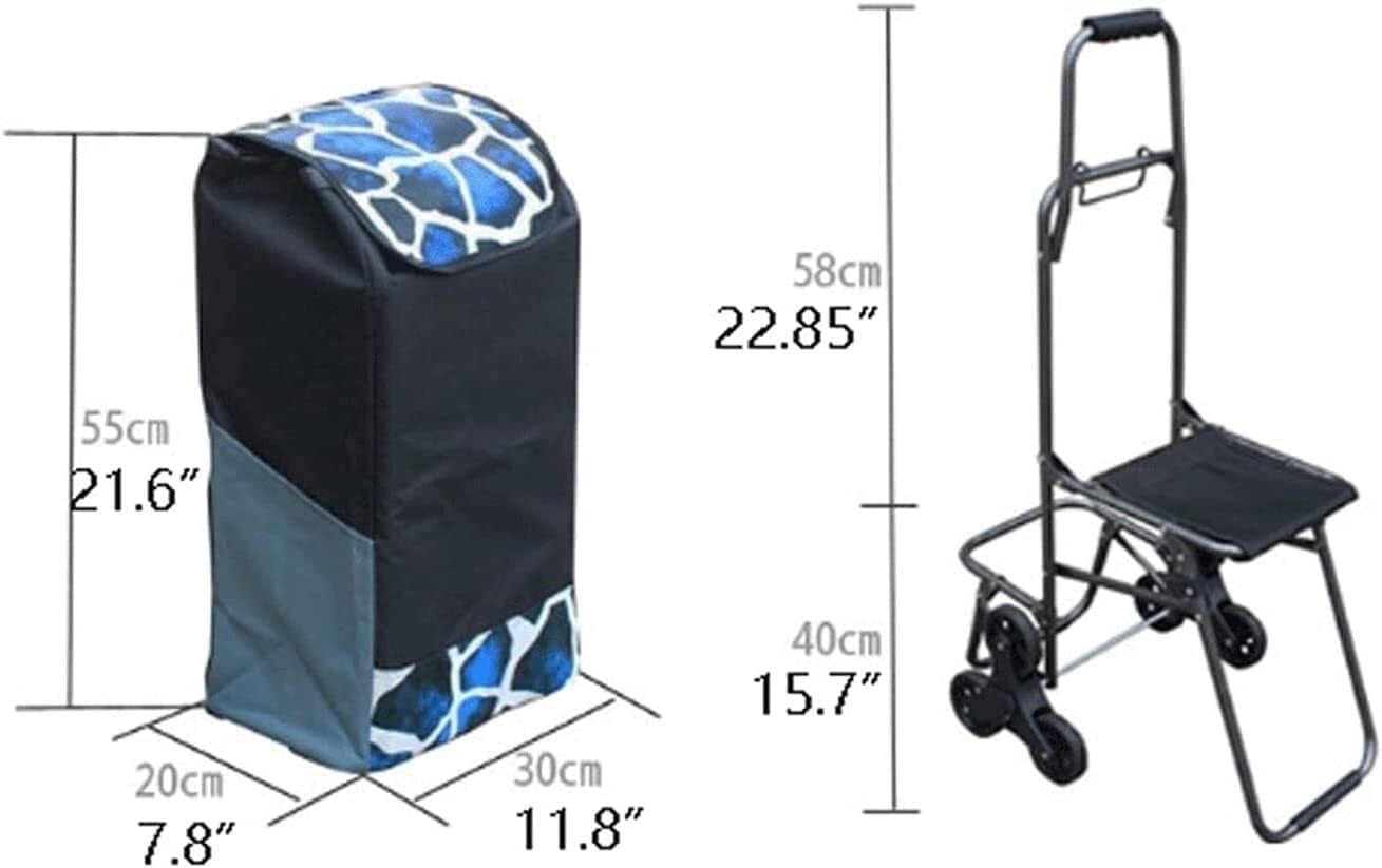 Foldable Stair Climber Shopping Trolley w/ Seat Heavy - Duty Wheels 300kg - Kwikley