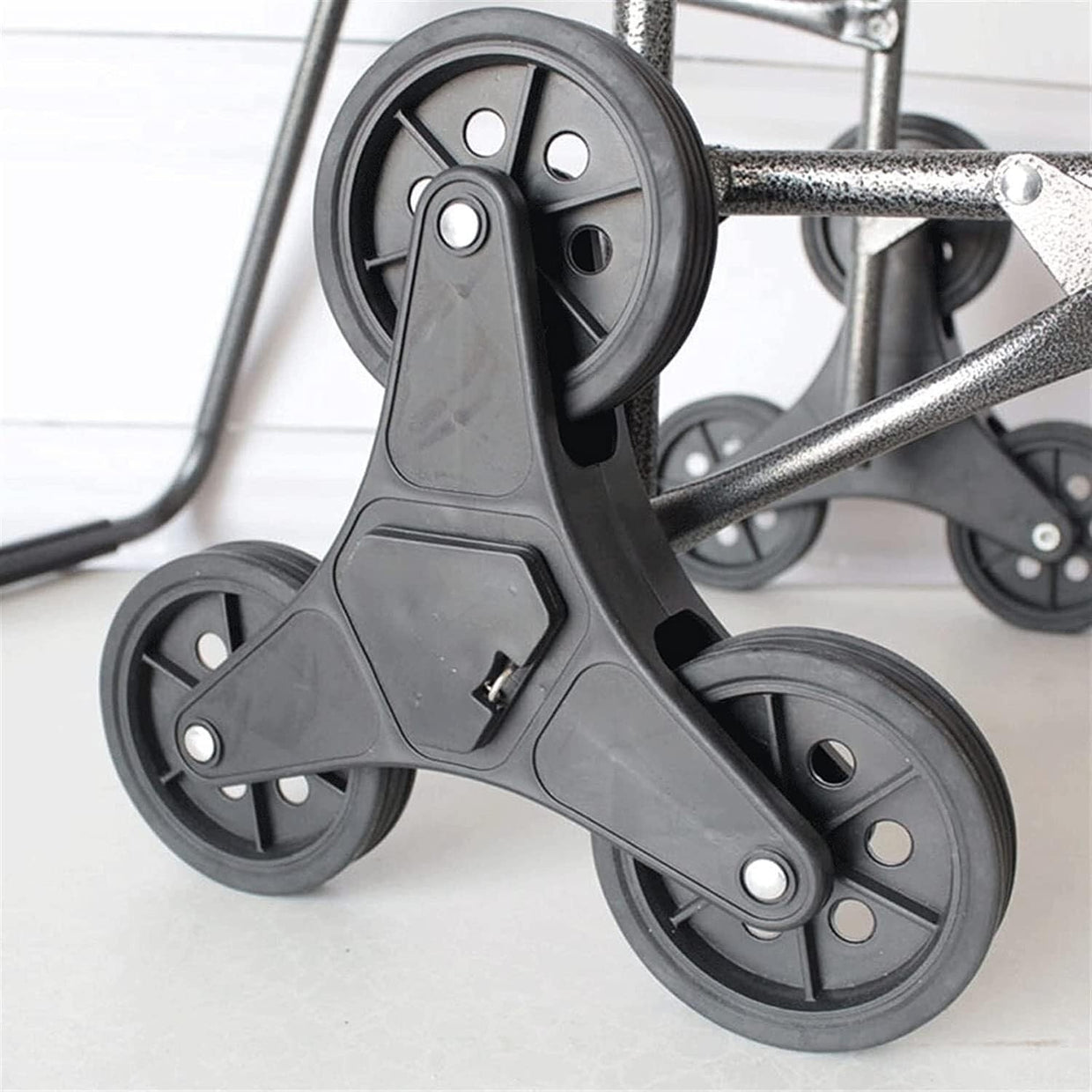 Foldable Stair Climber Shopping Trolley w/ Seat Heavy - Duty Wheels 300kg - Kwikley