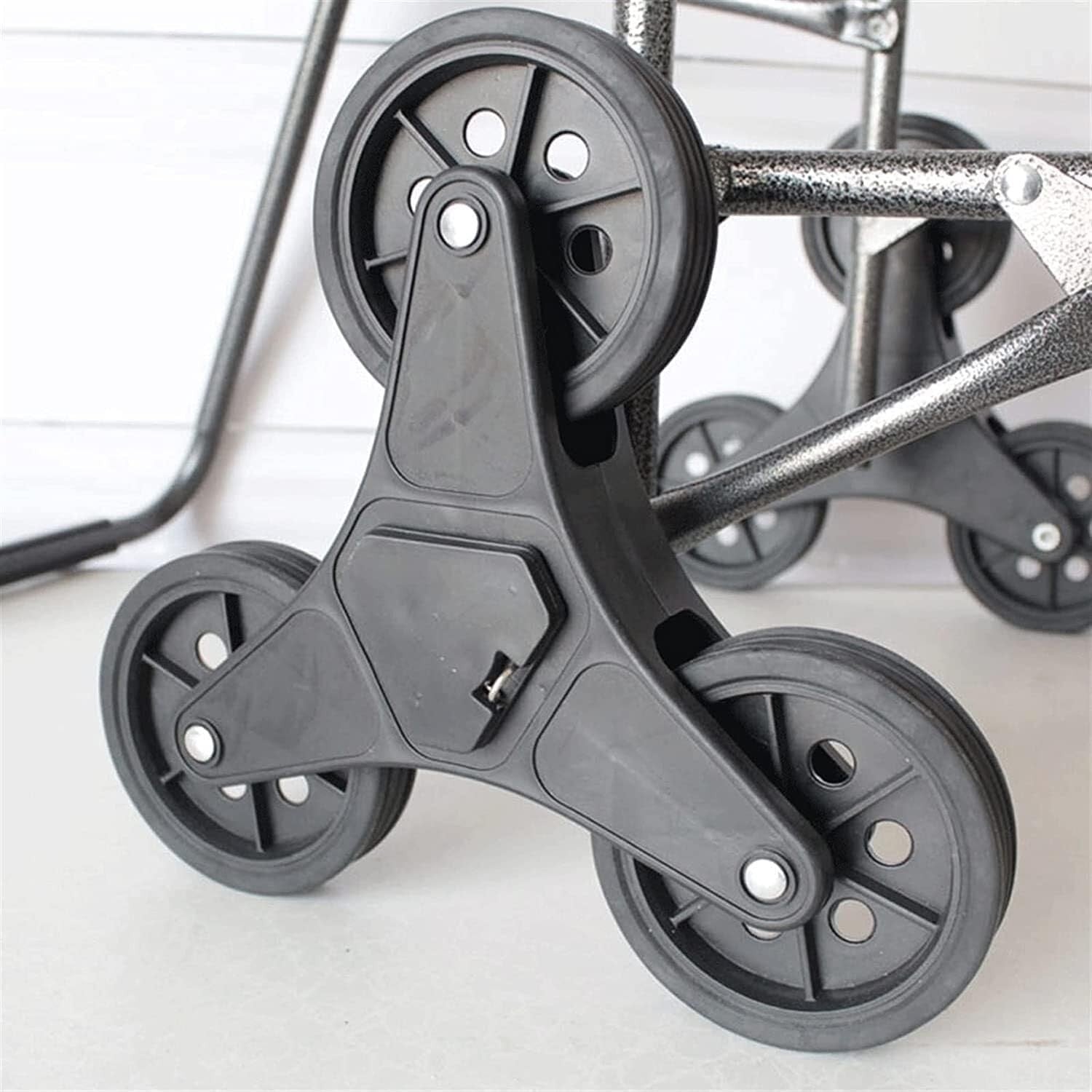 Foldable Stair Climber Shopping Trolley w/ Seat Heavy - Duty Wheels 300kg - Kwikley
