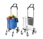 Foldable Stair Climber Shopping Trolley w/ Wheels 50KG Load & Adjustable Rope - Kwikley
