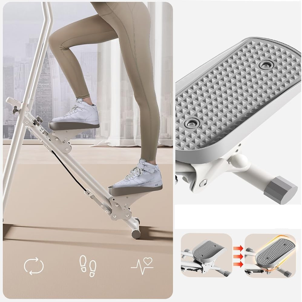 Foldable Stair Climber Step Machine Height Adjustable LCD Home Fitness - Kwikley