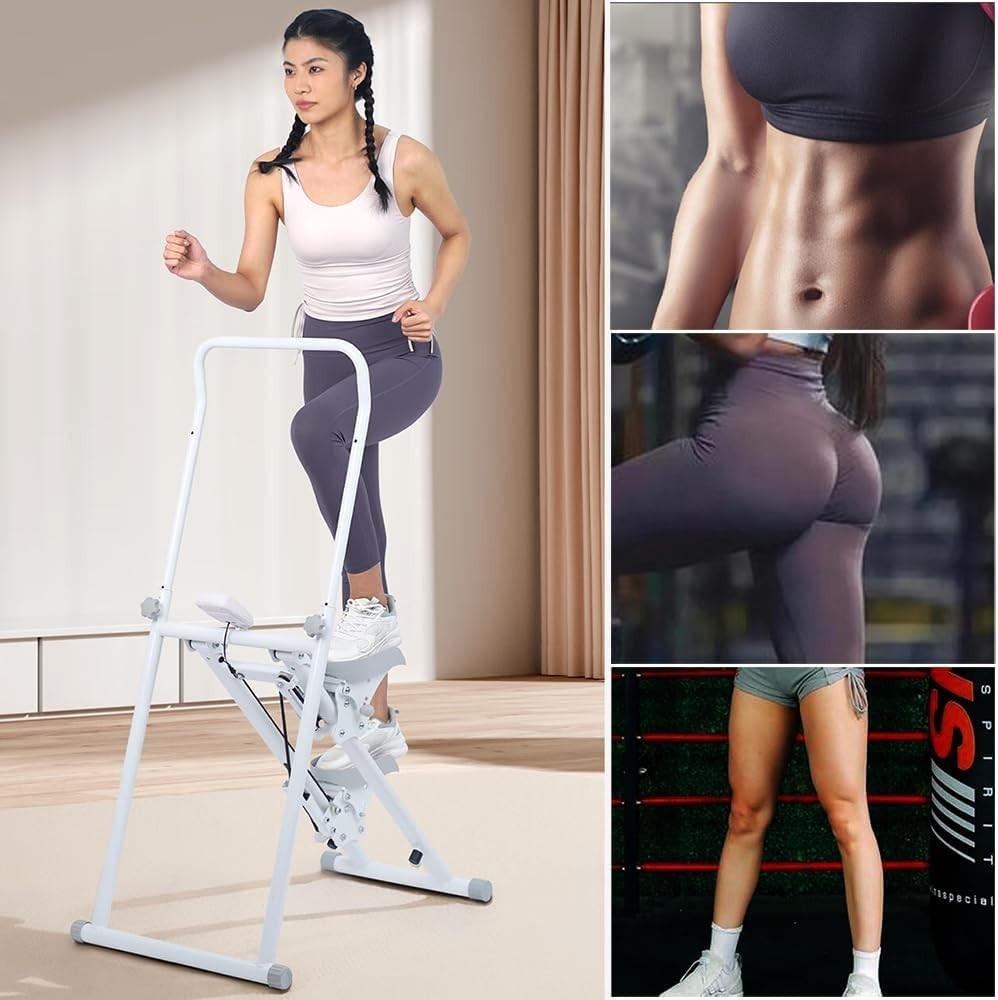 Foldable Stair Climber Step Machine Height Adjustable LCD Home Fitness - Kwikley