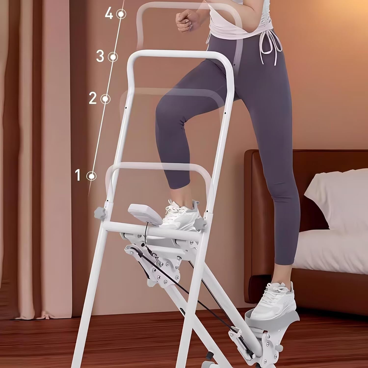 Foldable Stair Climber Step Machine Height Adjustable LCD Home Fitness - Kwikley