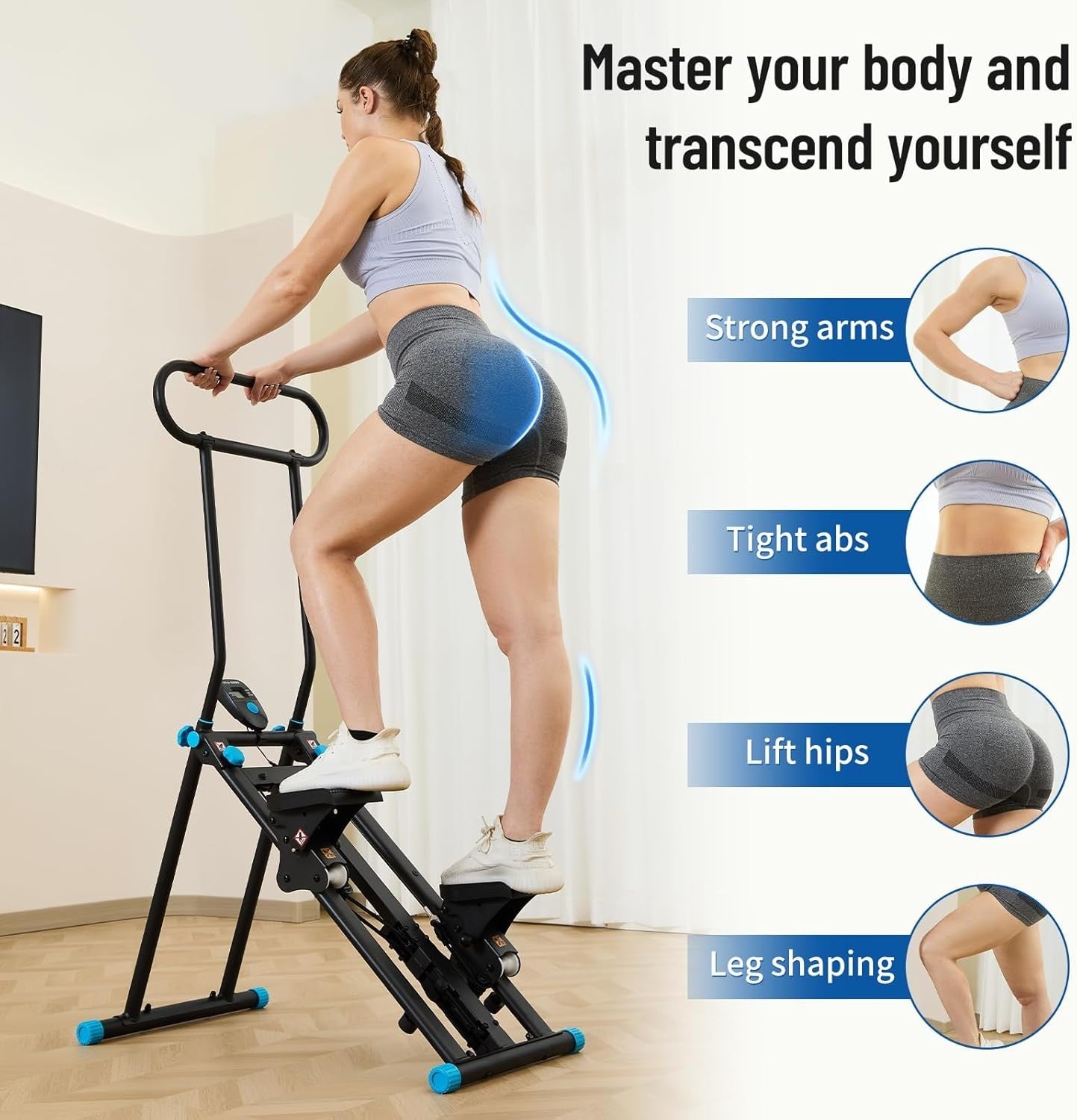 Foldable Stair Climber Stepper w/ 6 Resistance Levels, LCD Monitor & 160kg Max - Kwikley
