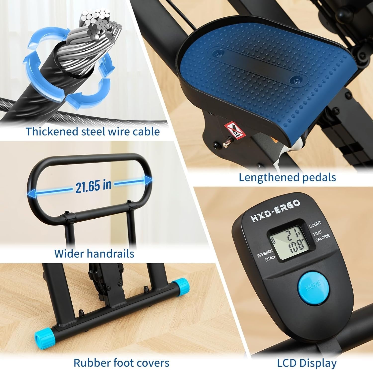 Foldable Stair Climber Stepper w/ 6 Resistance Levels, LCD Monitor & 160kg Max - Kwikley