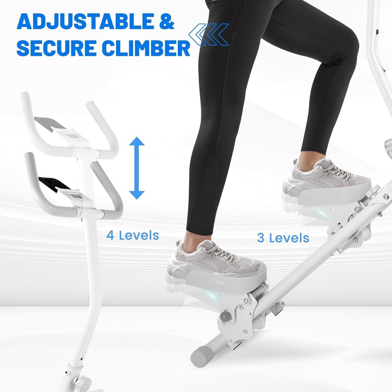 Foldable Stair Climber Stepper w/ LCD Monitor, Phone Holder, Adjustable Height - Kwikley
