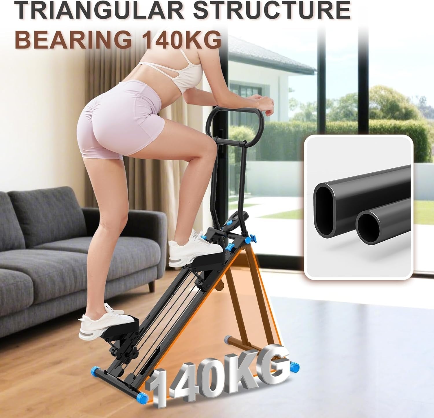 Foldable Stair Climber Stepper with 6 Resistance Levels, LCD Monitor & 160kg Max - Kwikley
