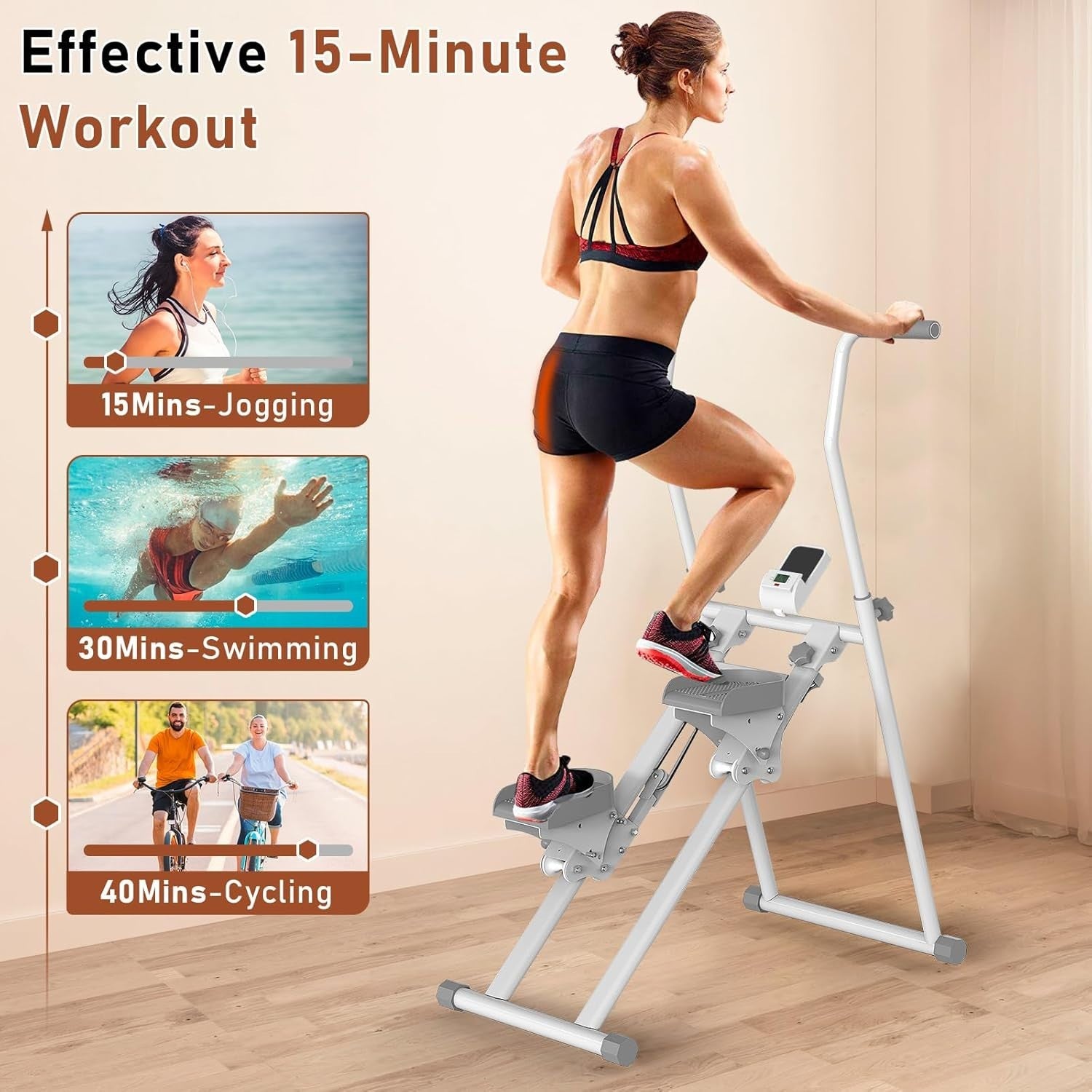 Foldable Stair Climber w/ Adjustable Incline, 18" Stride & 300lb Capacity - Kwikley