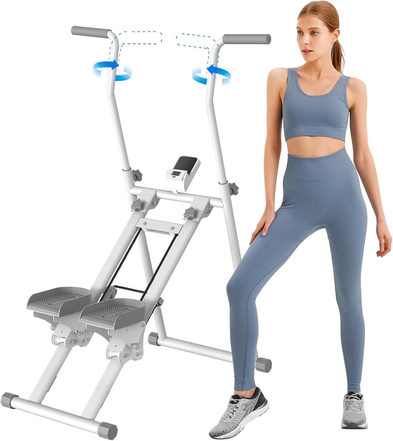 Foldable Stair Climber w/ Adjustable Incline, 18" Stride & 300lb Capacity - Kwikley