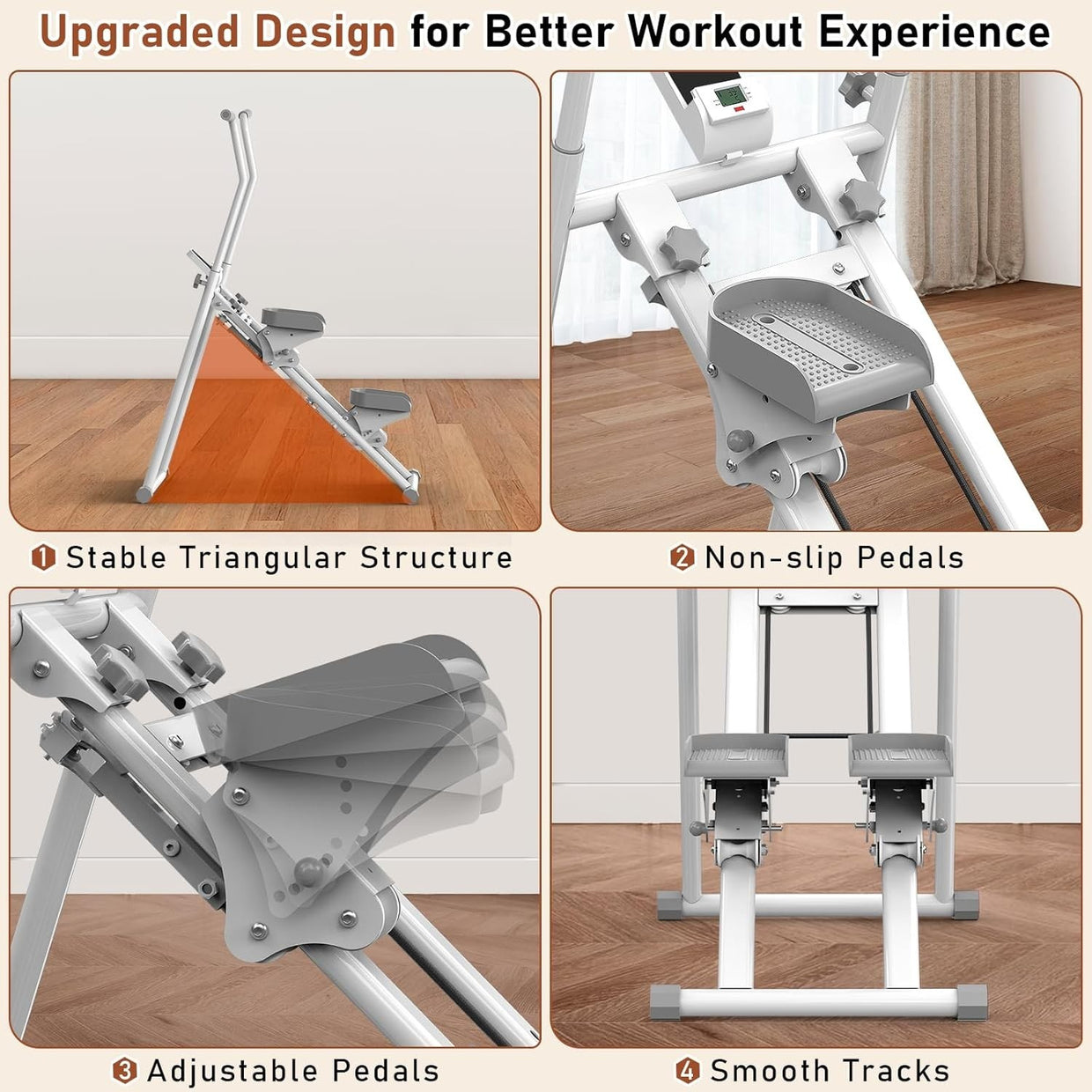 Foldable Stair Climber w/ Adjustable Incline, 18" Stride & 300lb Capacity - Kwikley