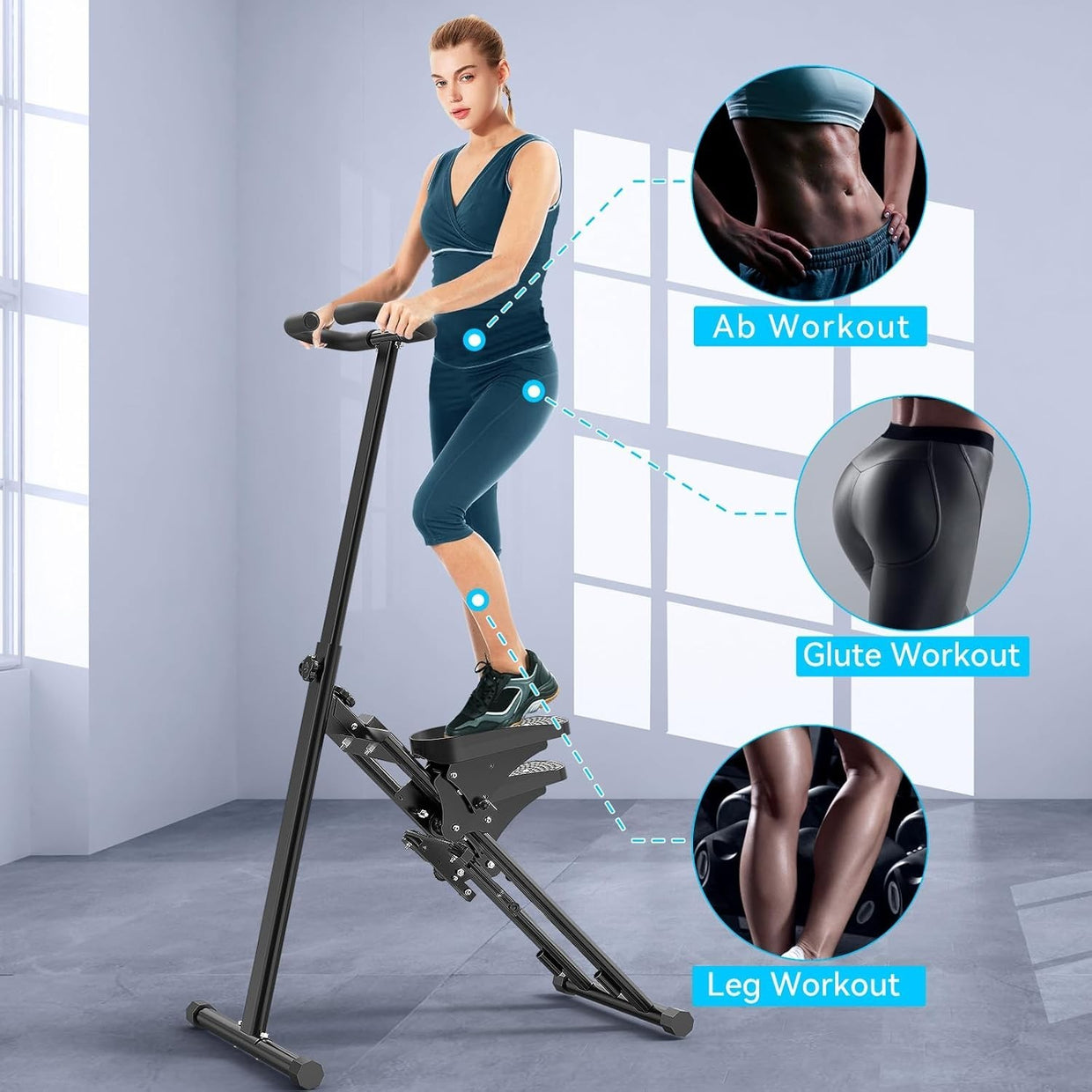 Foldable Stair Climber w/ Adjustable Incline, Large Pedals & LCD Fitness Tracker - Kwikley