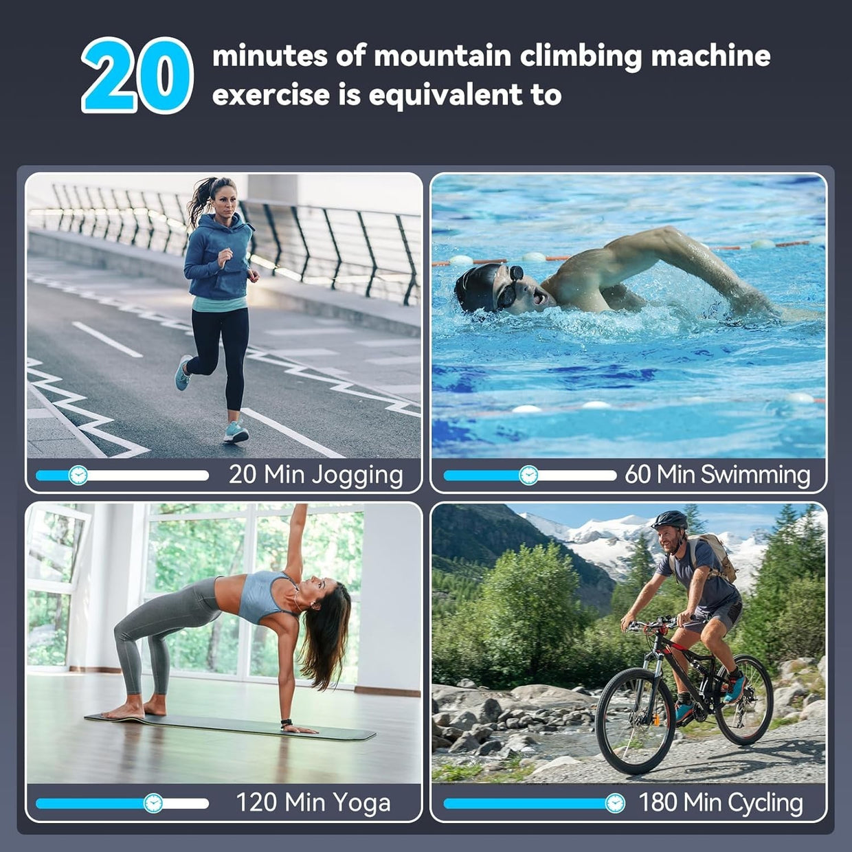 Foldable Stair Climber w/ Adjustable Incline, Large Pedals & LCD Fitness Tracker - Kwikley