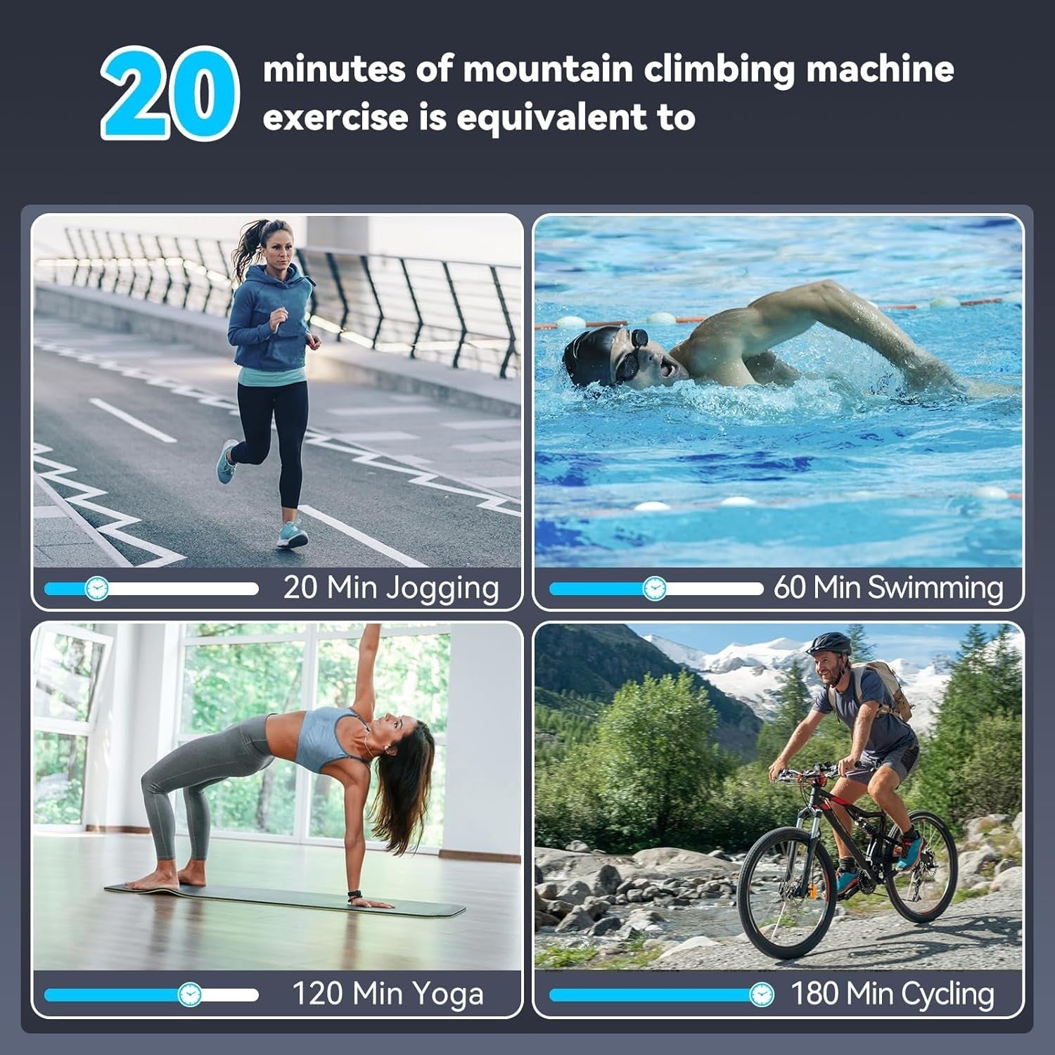 Foldable Stair Climber w/ Adjustable Incline, Large Pedals & LCD Fitness Tracker - Kwikley