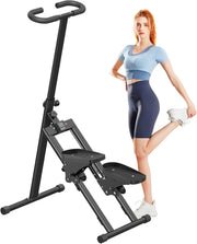 Foldable Stair Climber w/ Adjustable Incline, Large Pedals & LCD Fitness Tracker - Kwikley
