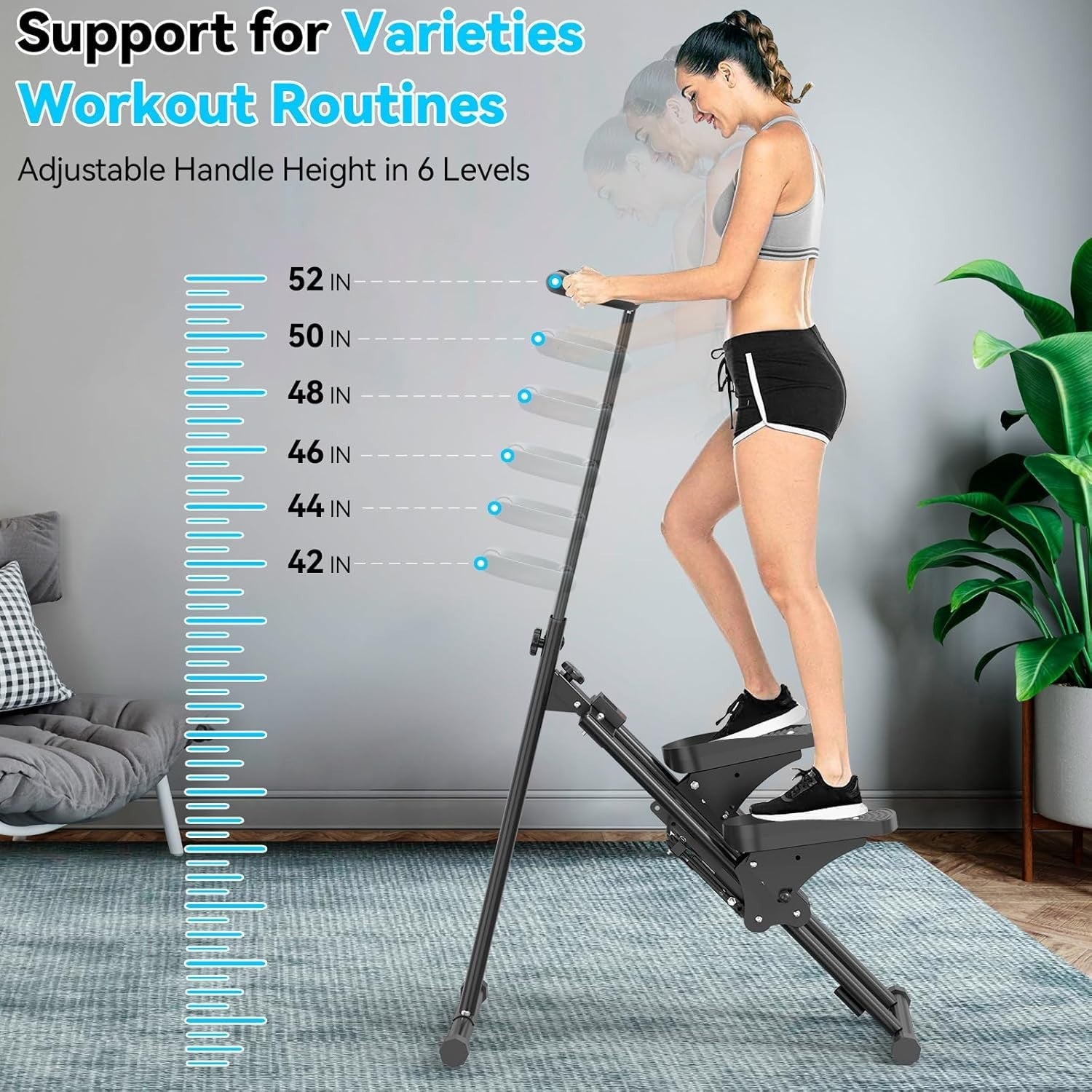 Foldable Stair Climber w/ Adjustable Incline, Large Pedals & LCD Fitness Tracker - Kwikley