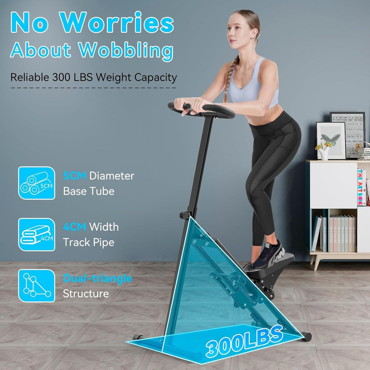 Foldable Stair Climber w/ Adjustable Incline, Large Pedals & LCD Fitness Tracker - Kwikley