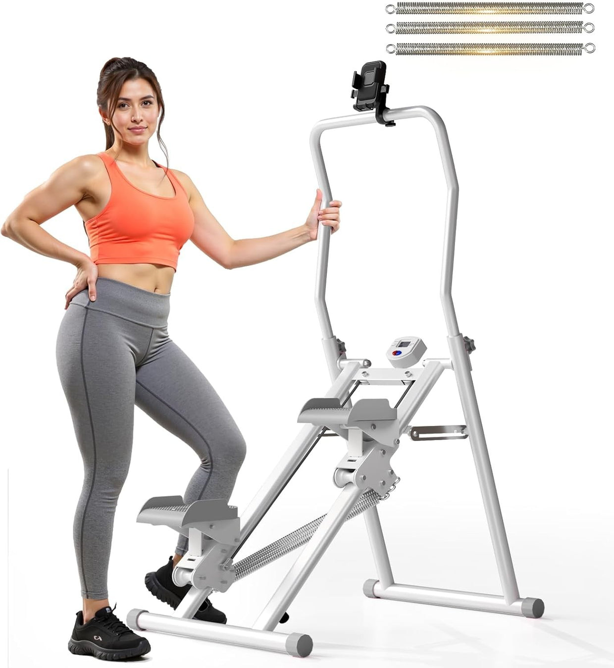 Foldable Stair Climber w/ LCD Monitor, 3 - Level Resistance & Adjustable Pedals - Kwikley