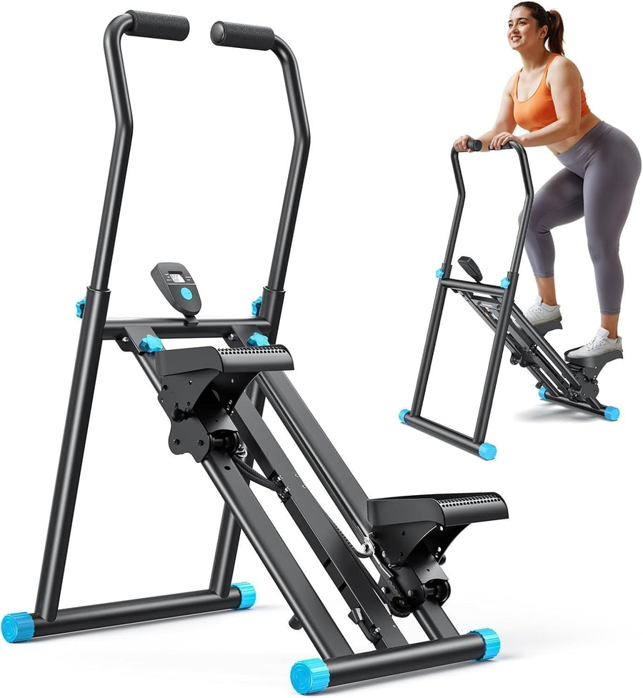 Foldable Stair Climber w/ LCD Monitor, 3 Resistance Levels & Extended Step Range - Kwikley