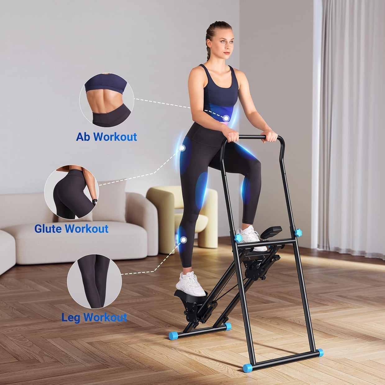 Foldable Stair Climber w/ LCD Monitor, Adjustable Pedals & Full - Body Workout - Kwikley