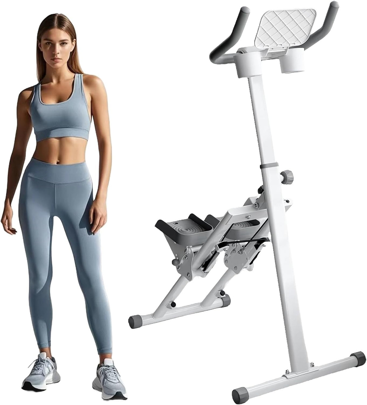 Foldable Stair Climber w/ LCD Monitor, Adjustable Step Range & Handlebar - Kwikley