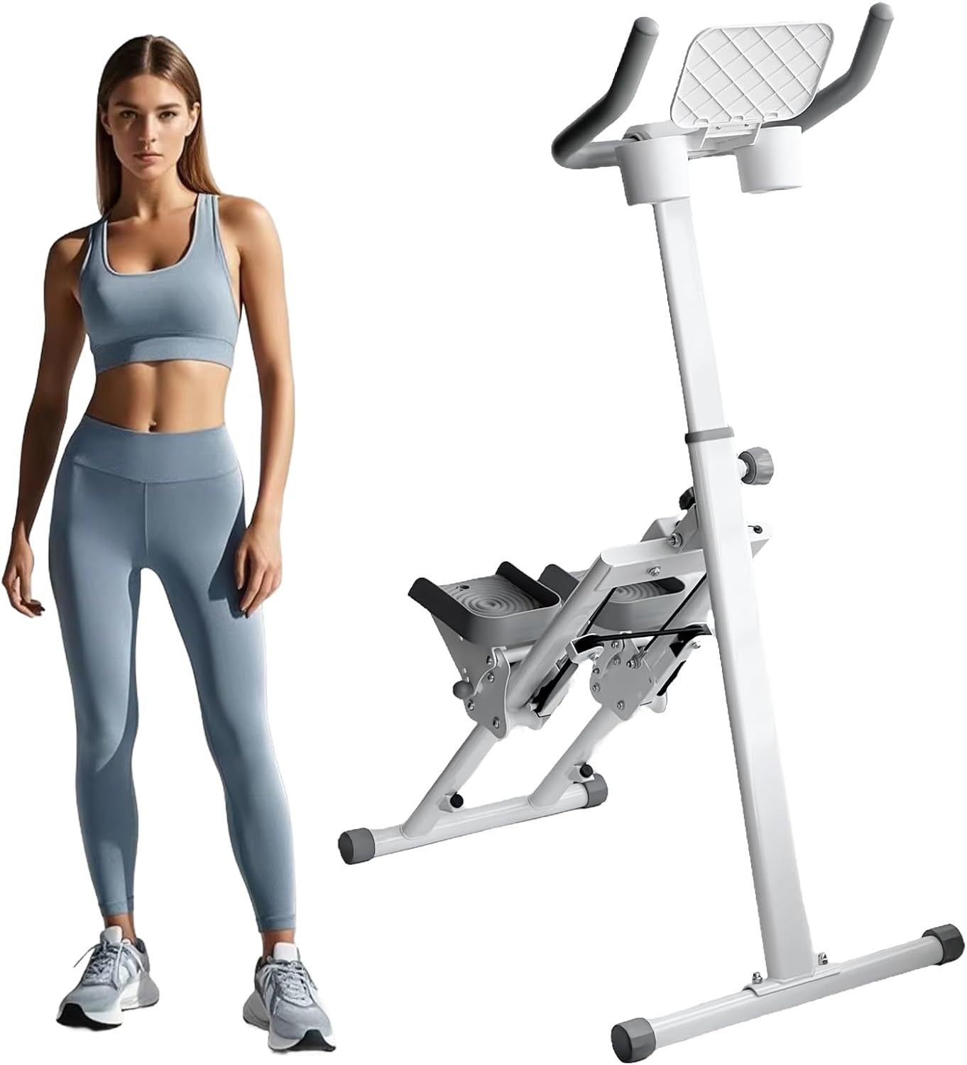 Foldable Stair Climber w/ LCD Monitor, Adjustable Step Range & Handlebar - Kwikley