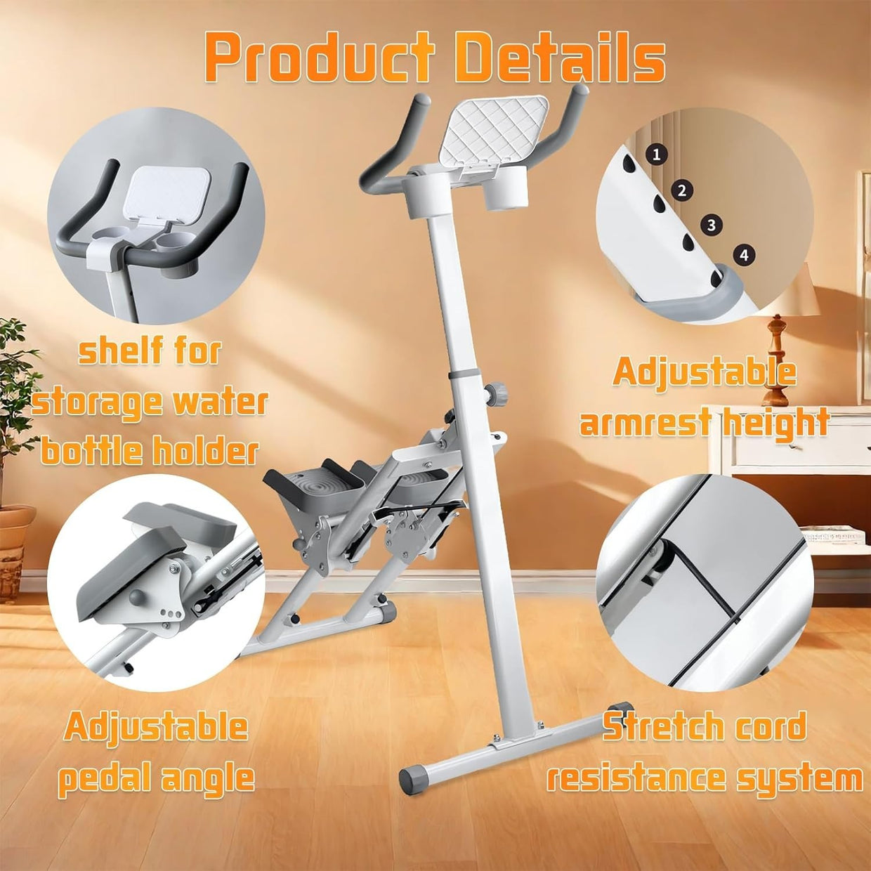 Foldable Stair Climber w/ LCD Monitor, Adjustable Step Range & Handlebar - Kwikley