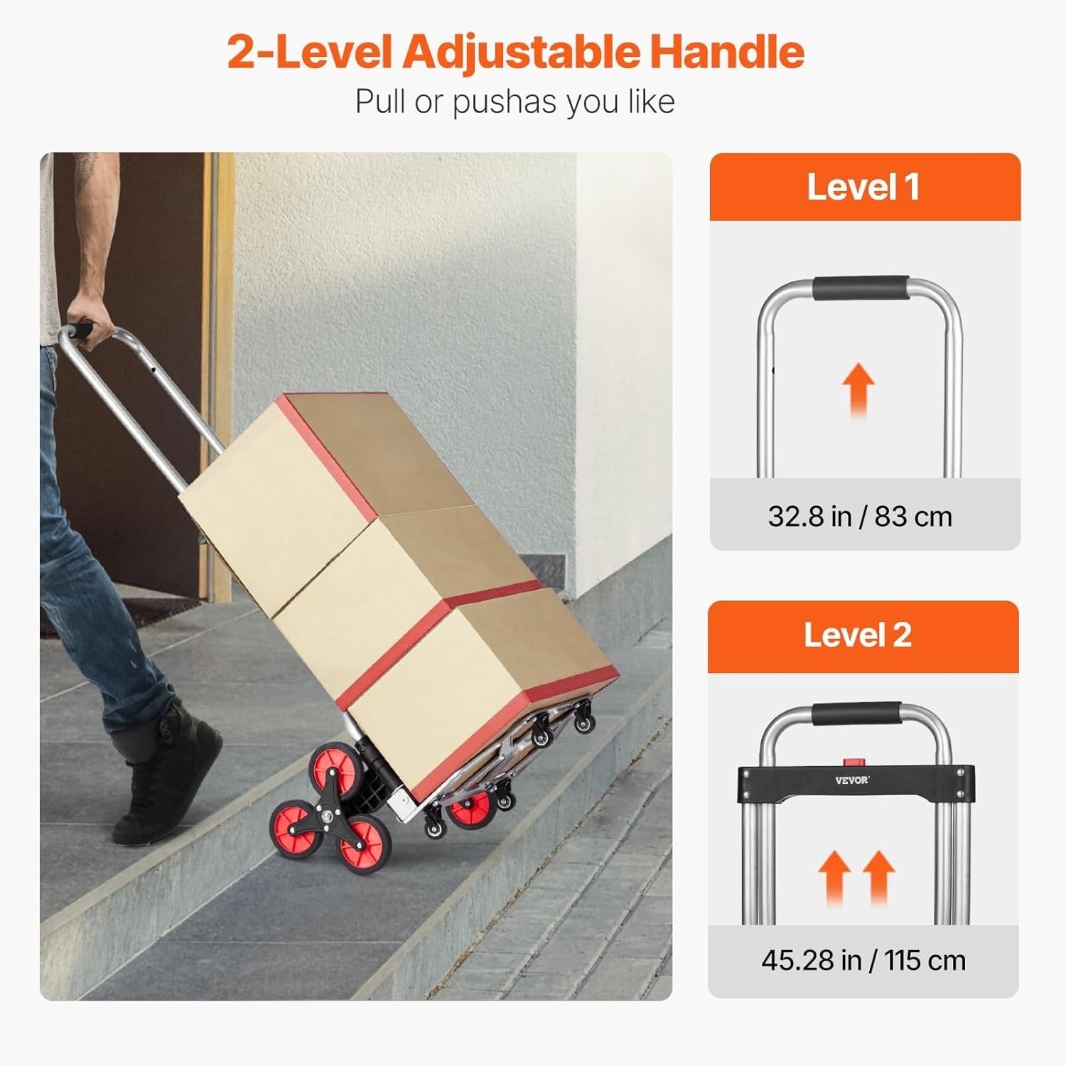 Foldable Stair Climbing Cart w/ 10 Wheels, Telescoping Handle & 260lb Capacity - Kwikley