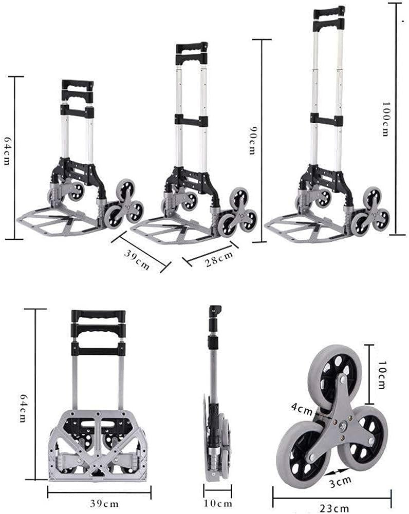 Foldable Stair Climbing Hand Truck 70kg 6 Wheel Shopping Trolley - Kwikley