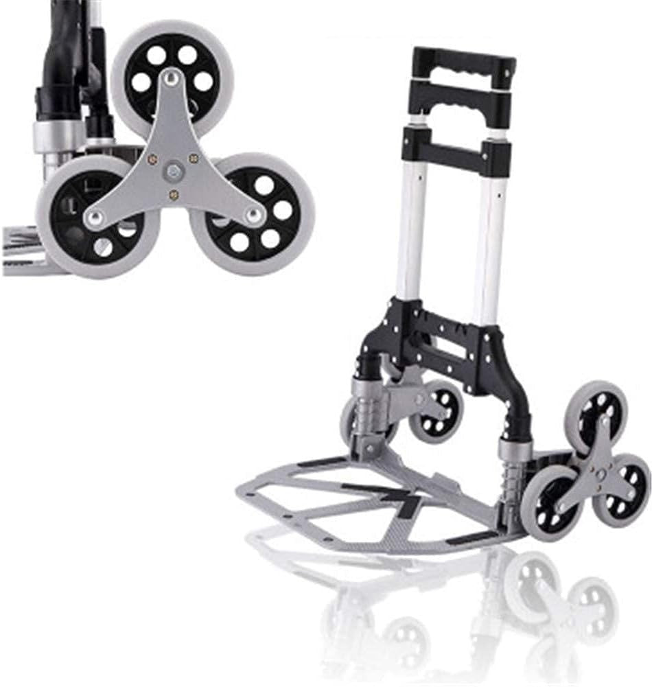 Foldable Stair Climbing Hand Truck 70kg 6 Wheel Shopping Trolley - Kwikley