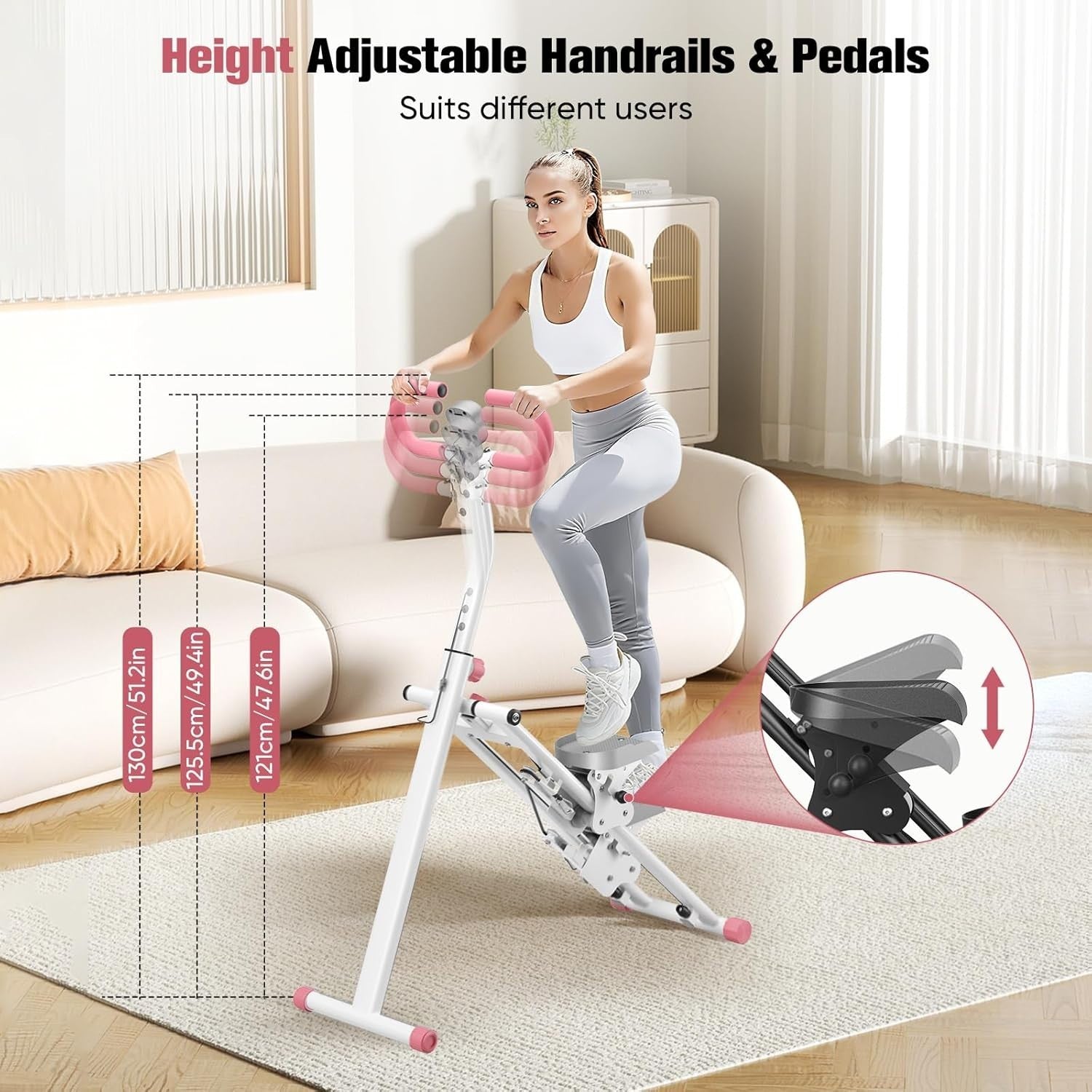 Foldable Stair Stepper Climber 2025 Adjustable Handrails Pedals Home Cardio - Kwikley