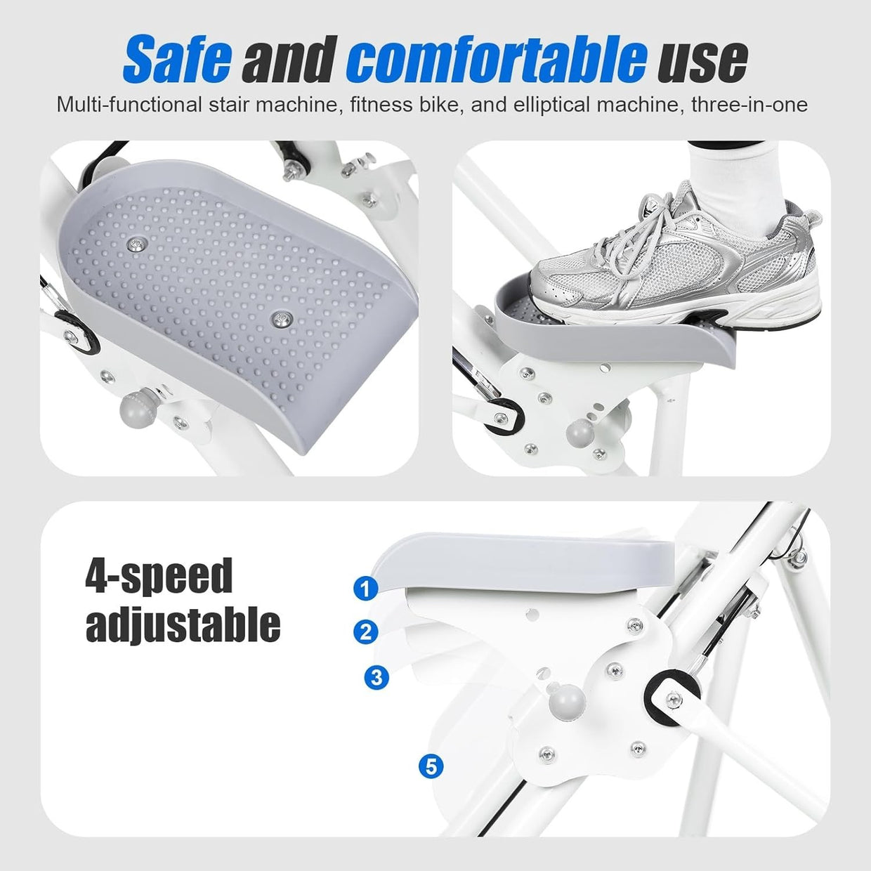 Foldable Stair Stepper Climber LCD Adjustable Handlebar Pedals 120kg - Kwikley