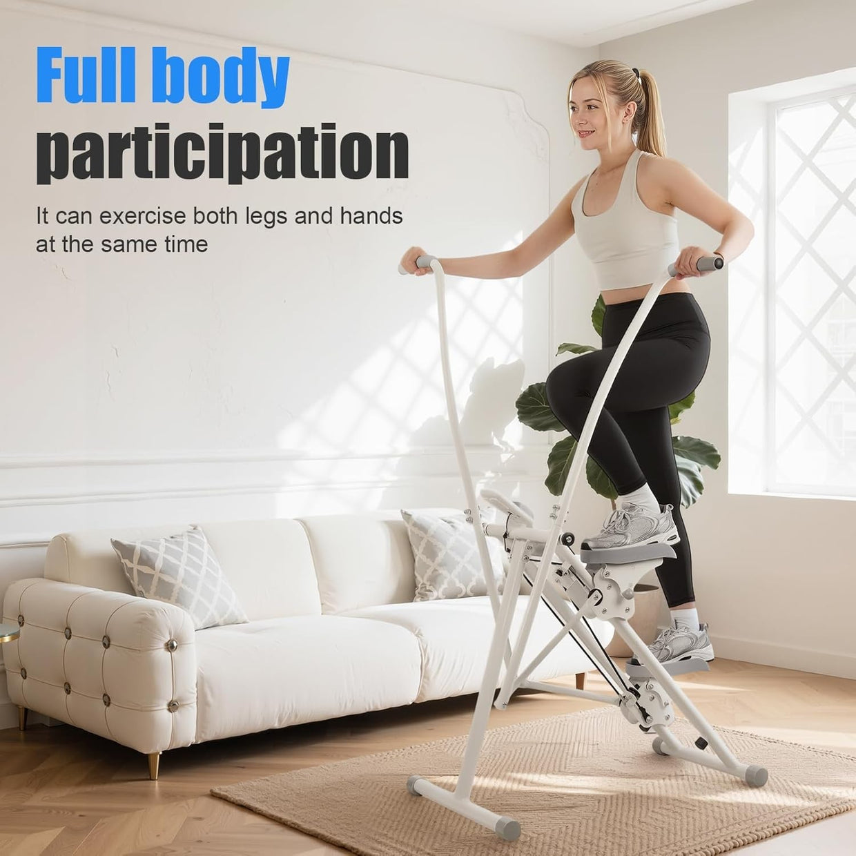 Foldable Stair Stepper Climber LCD Adjustable Handlebar Pedals 120kg - Kwikley