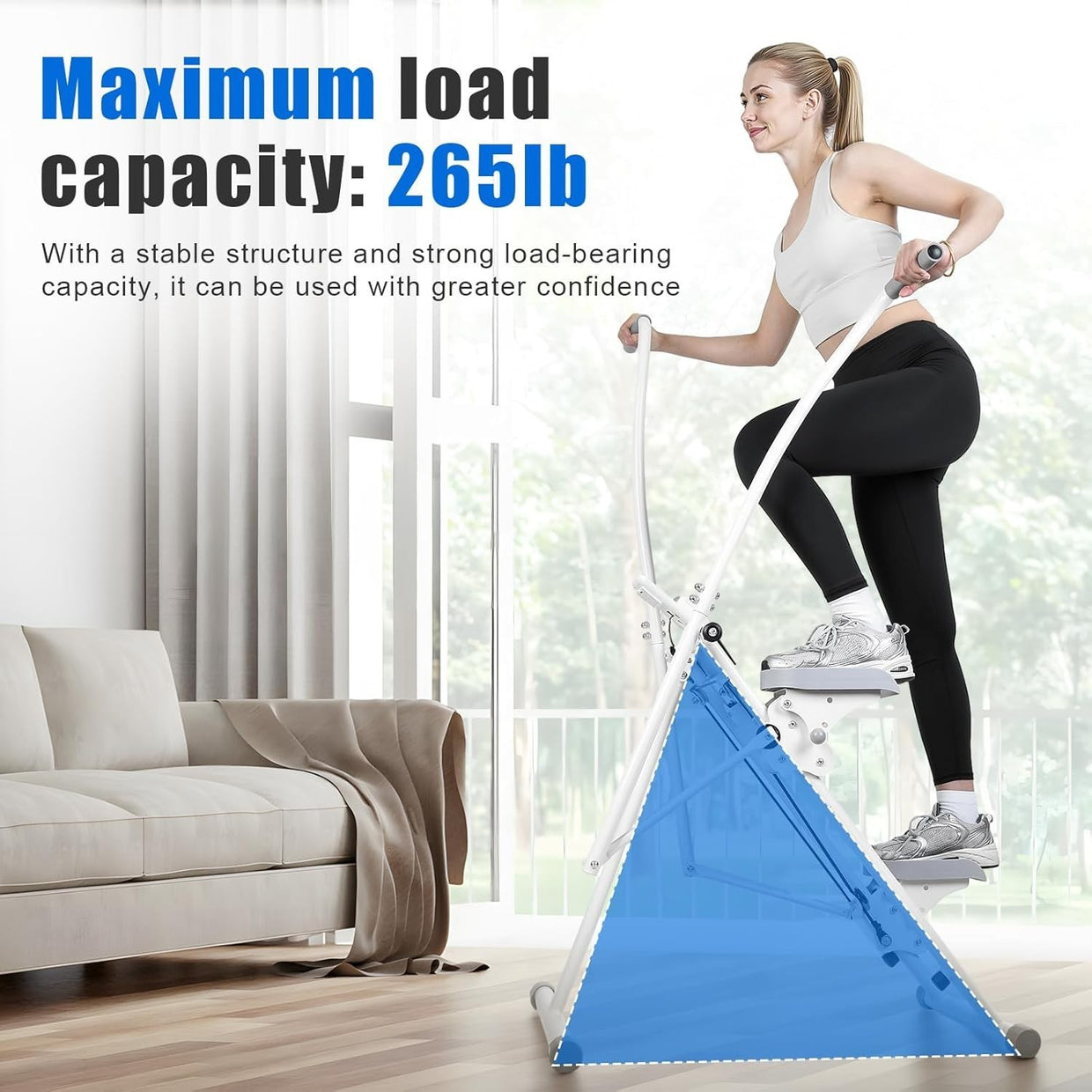 Foldable Stair Stepper Climber LCD Adjustable Handlebar Pedals 120kg - Kwikley