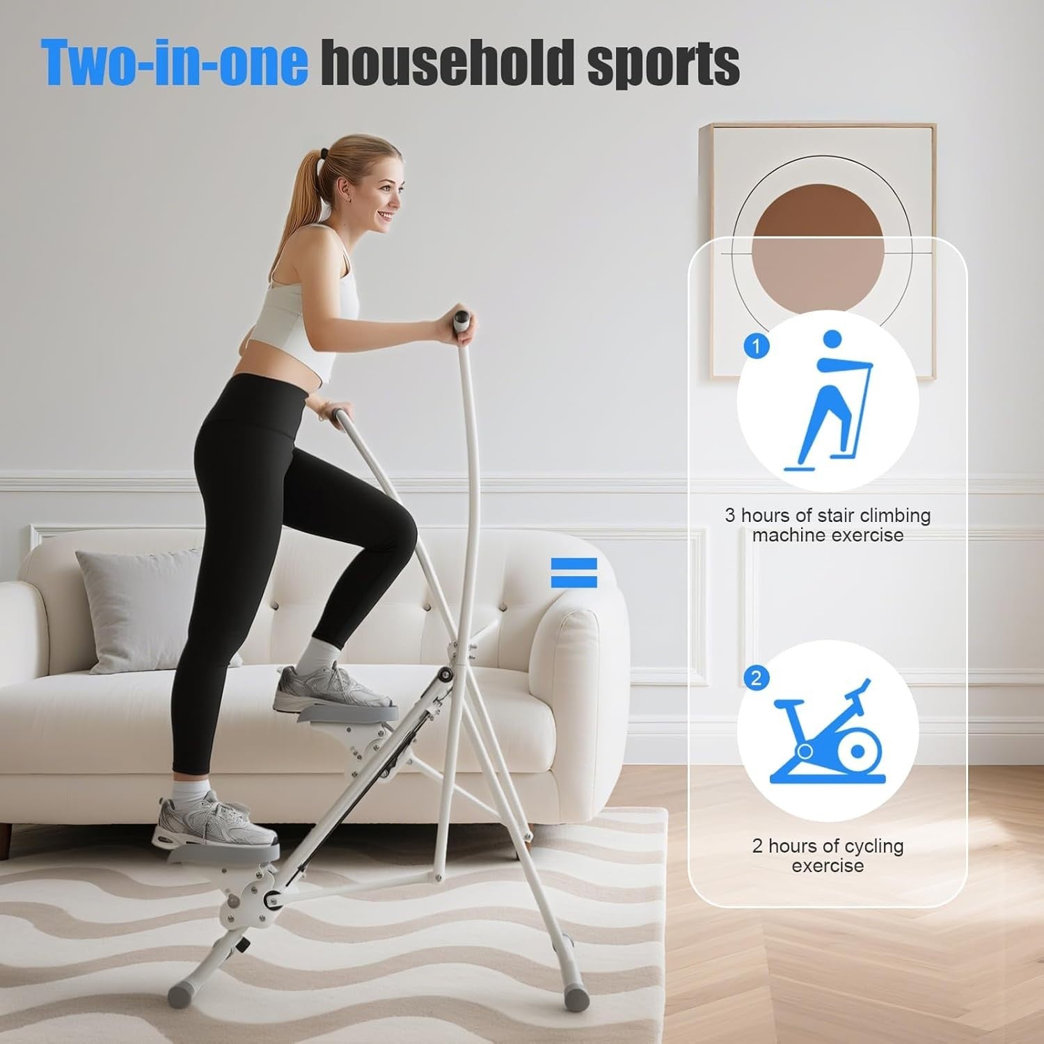 Foldable Stair Stepper Climber LCD Adjustable Handlebar Pedals 120kg - Kwikley