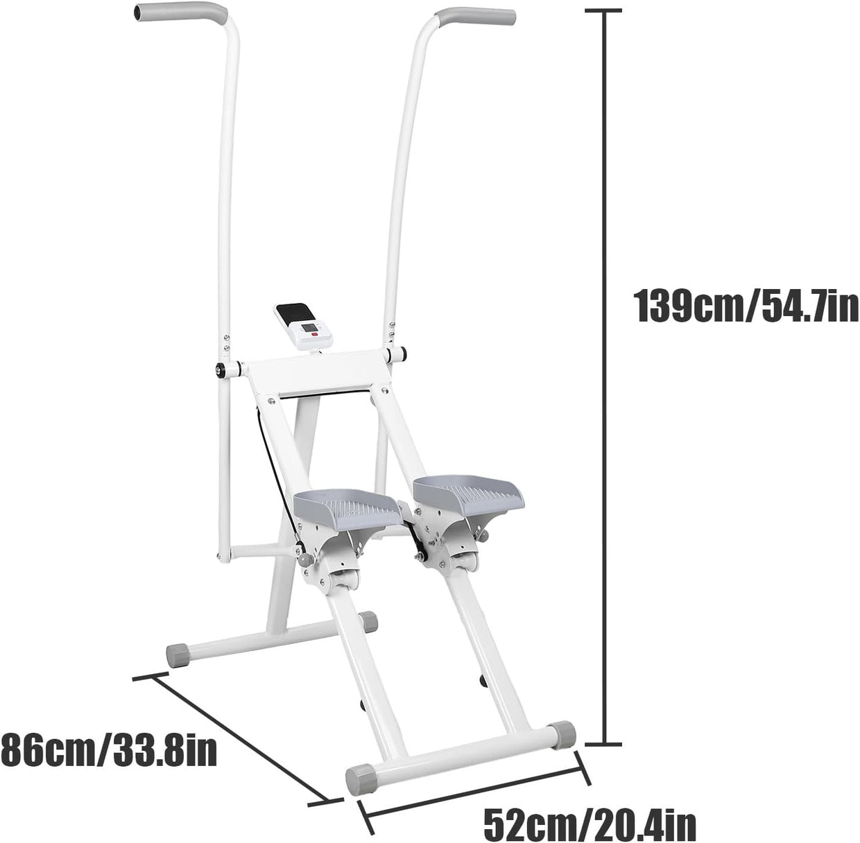 Foldable Stair Stepper Climber LCD Adjustable Handlebar Pedals 120kg - Kwikley