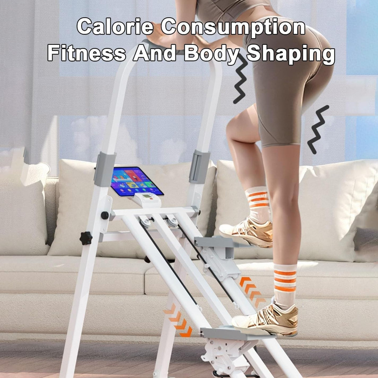 Foldable Stair Stepper Climber LCD Adjustable Height Full Body Workout - Kwikley