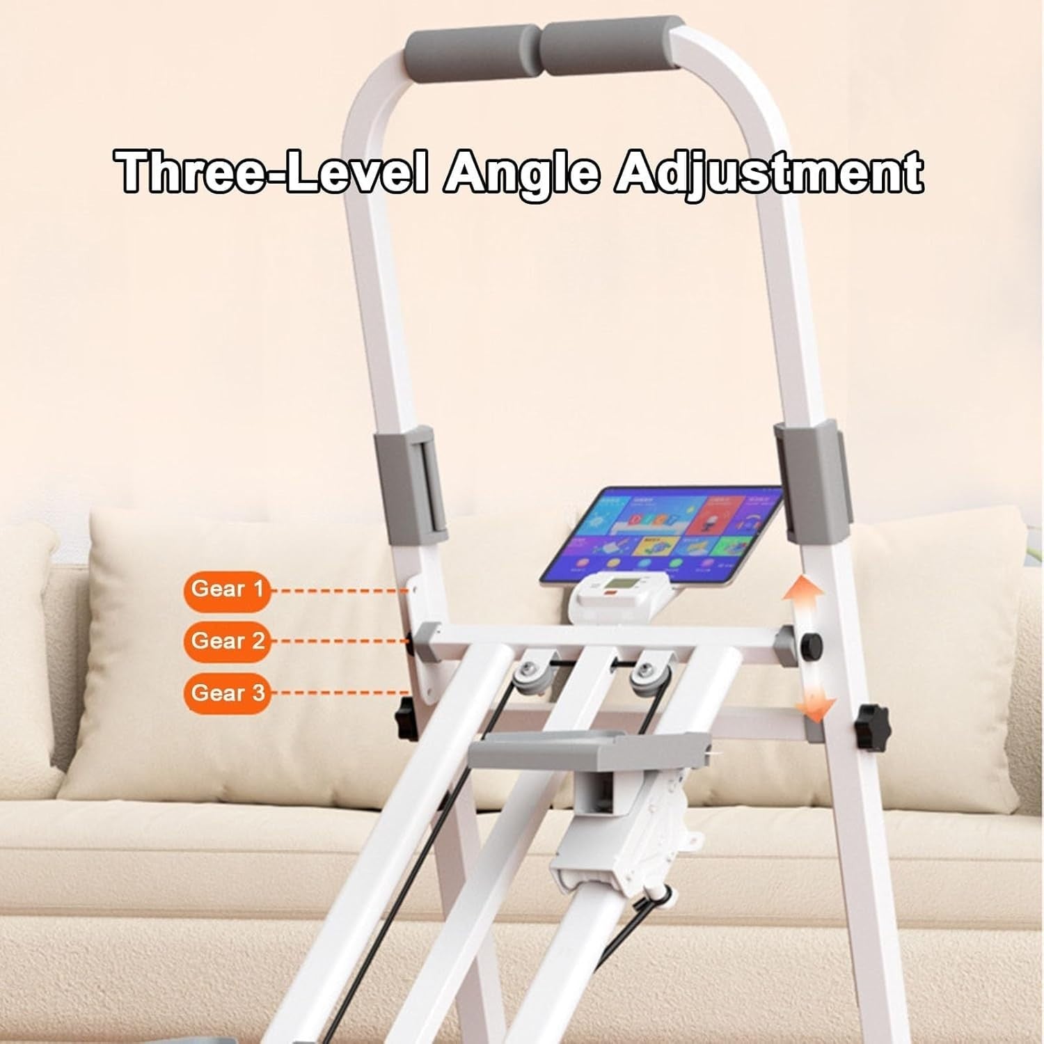 Foldable Stair Stepper Climber LCD Adjustable Height Full Body Workout White - Kwikley